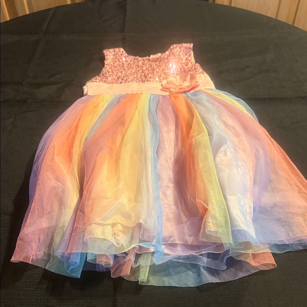 SHEIN Multicolor Rainbow Kids Dress